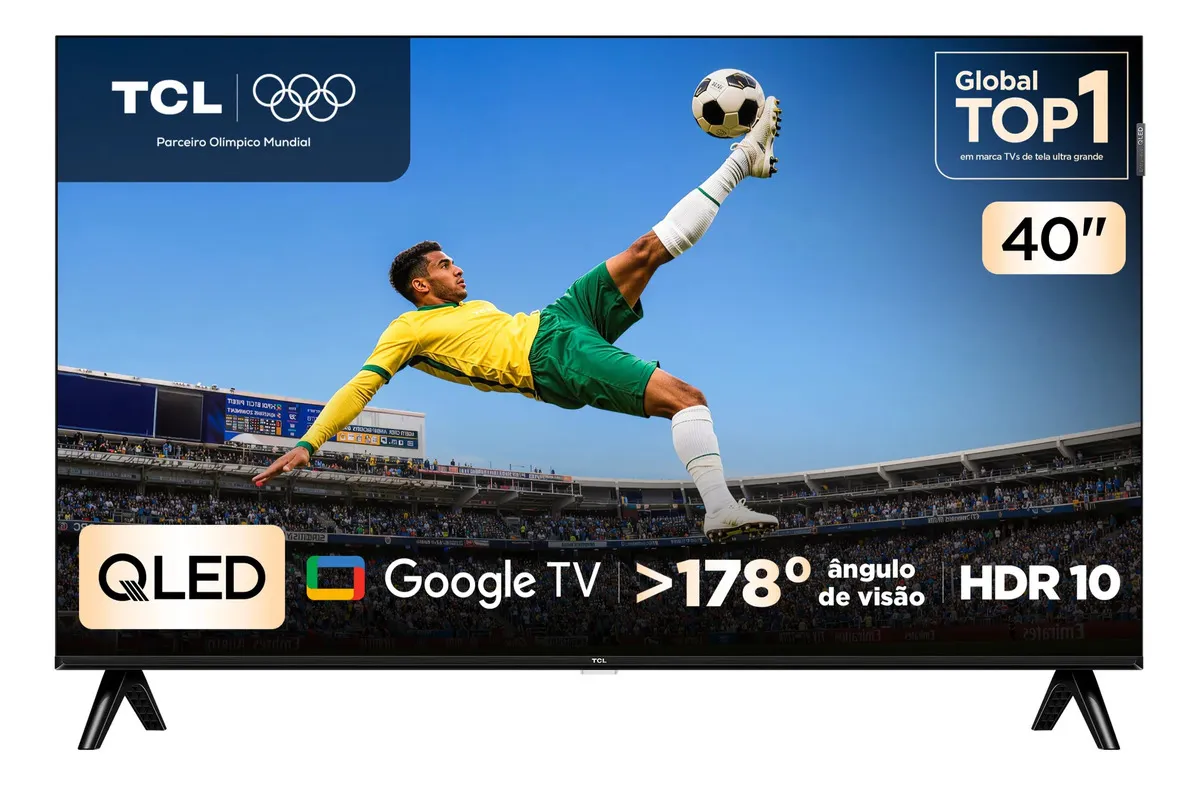 TV TCL 40 polegadas QLED em lista de melhores Smart TVs baratas para comprar em 2026.